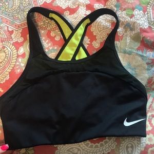 Neon yellow and black Nike sports bra
